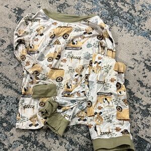 Kids Construction Pajamas - Green and White